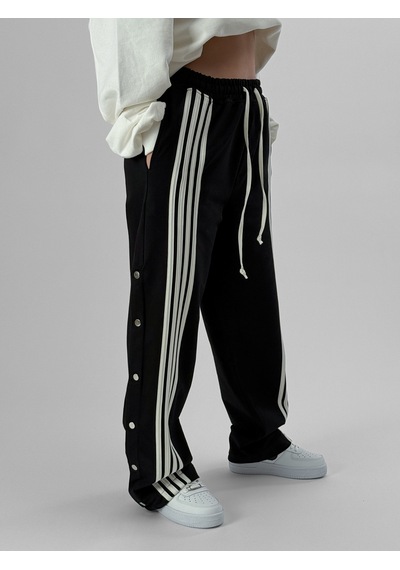 Cocopelli Kadın Şeritli Siyah Baggy Pantolon Coc1078 Siyah