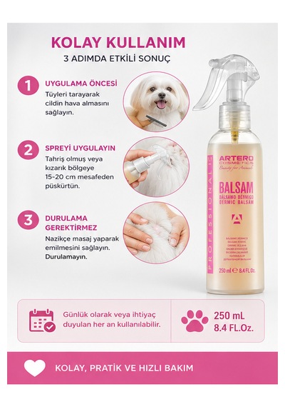 Artero Kızarıklık Yatıştırıcı Ve Rahatlatıcı Köpek Spreyi 250 Ml