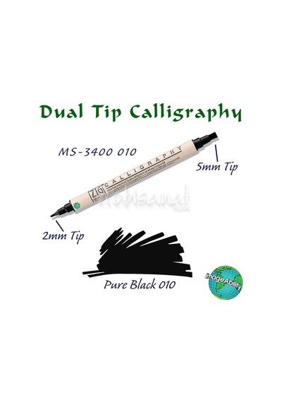 Zig Calligraphy Çift Uçlu Kaligrafi 2 Mm + 5 Mm 010 Pure Black