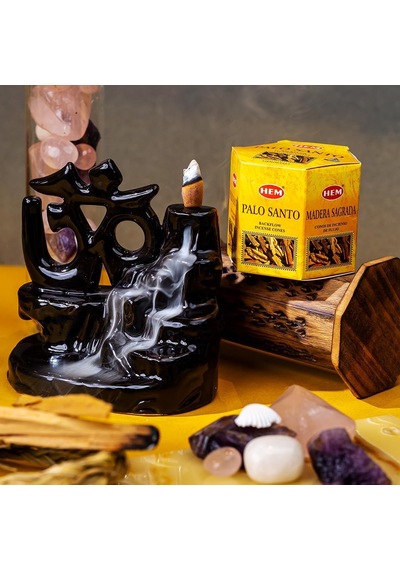 Hem Tütsü Geri Akış Şelale Palo Santo Ağacı Kokulu 40 Konik Tütsü - Palo Santo Backflow Incense Cones