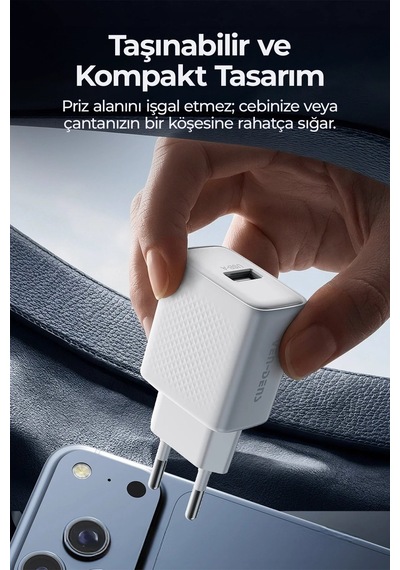 Ven-dens Vd-tc019bac02 20 W Type-c Ve 18 W Usb-a Hızlı Şarj Adaptörü, 1 Metre Pd 30 W Kablo, Beyaz