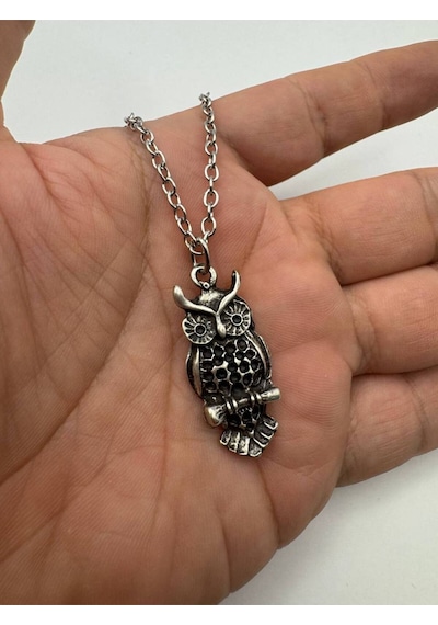 Antik Baykuş Figürlü Unisex Kolye Bilgelik,  Ve Mistik  Simgesi Çok renkli