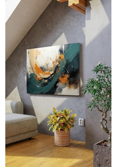 Gold Akıtma Soyut Yağlı Boya Görünümlü Dekoratif Kanvas Tablo 80 X 120 Diğer