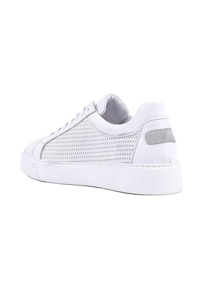 Shoetyle - Hakiki Deri Beyaz Renk Erkek Sneaker - 250-1300-1464 Beyaz
