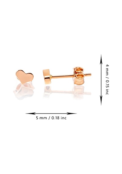 14 Ayar Altın Küpe Vidalı Kalp Küpe 5 Mm Çapında