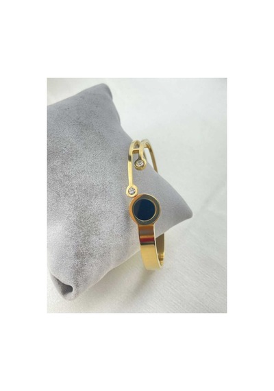 Zirkon Taş Detaylı Çelik Kelepçe Bileklik Gold - 664677300 Gold