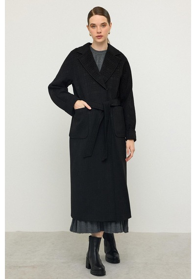 Olcay Torba Cepli Kendinden Desenli Oversize Limited Edition Kaban Siyah 3140