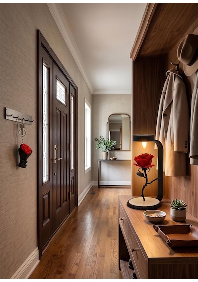 Minimalist Işıklı Solmayan Kadife Gül, Dekoratif Gece Lambası, Sevgiliye, Eşe Yıldönümü Ve Doğum Günü Hediy