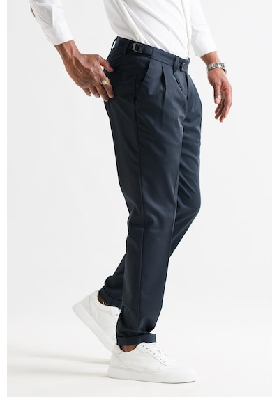Slimfit Çift Pileli Duble Paça Kemer Detaylı Yazlık Erkek Kumaş Pantolon 001