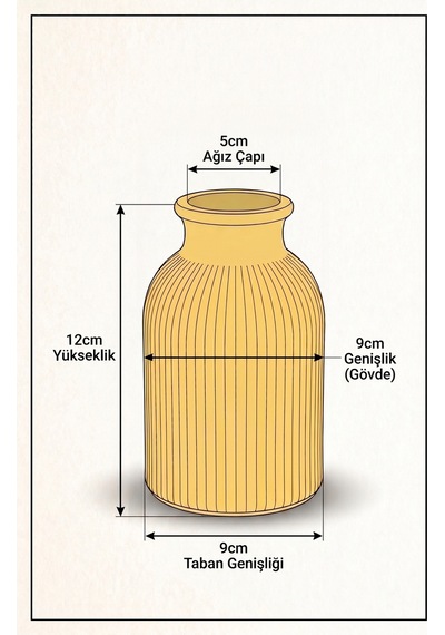 Senfoni Vazo Setsiz 12cm - Ev Ve Ofis Dekorasyonu İçin Modern Estetik Tasarım Dekoratif Setsiz Sadece Vazo Bronz