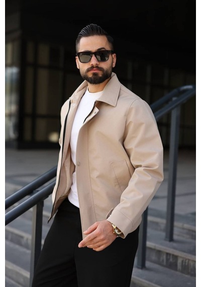 Baselco Premium Retro Milano Gabardin Ceket -tok Duruşlu Sade Ve Şık Bej