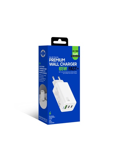 Blic AC100 2A 2 PD + 1 USB 65 W Gan Premium Hızlı Şarj Cihazı 1 M