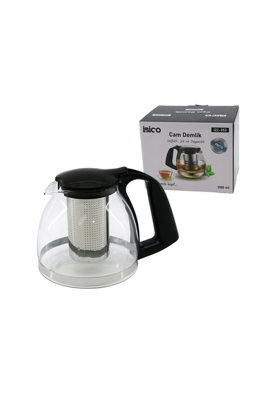 Lbk 1100ml Cam Demlik Çelik Süzgeçli - Plastik Kulp - Kapak - Krom Çerçeve Çok Renkli