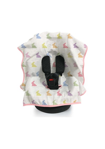 %100 Pamuk Müslin Puset & Oto Koltuk Örtüsü - Rainbow Lapin Pink Pokort-rlp-000std