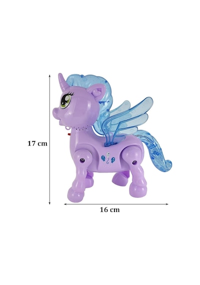Işıklı Sesli Pilli Yürüyen At Oyuncağı Pony Oyuncağı Pembe Ve Mor