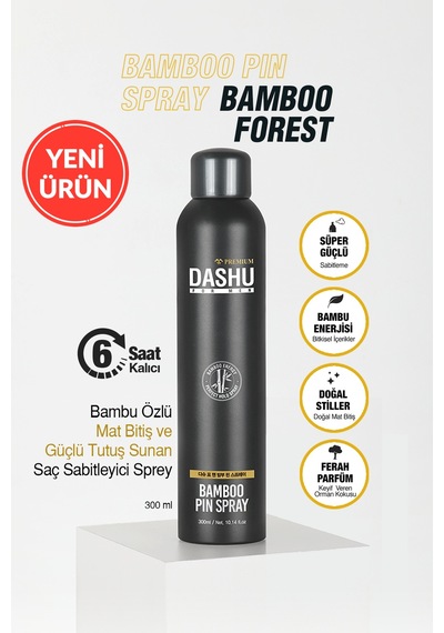 Bambu Özlü Mat Bitiş Ve Güçlü Tutuş Sunan Saç Sabitleyici Sprey Dashu For Men Bamboo Pin Spray 300ml