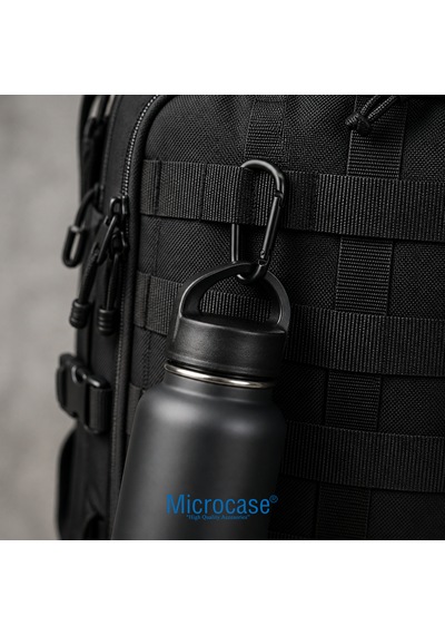 Microcase Profesyonel Karabin 5.7 Cm Siyah Alüminyum Taktik Dağcılık Anahtarlık Askısı Çanta Klipsi Kancası 5 Adet - Al5887