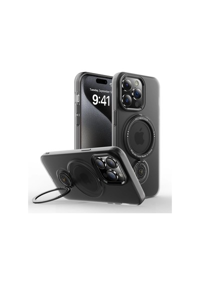 Ally İphone 15 Pro İçin Magsafe Uyumlu Standlı Manyetik Silikon Kılıf- 5775