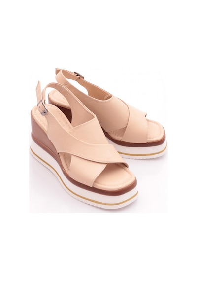 Dgn 722-24170 Kadin Mega Kalin Taban Sandalet Bej