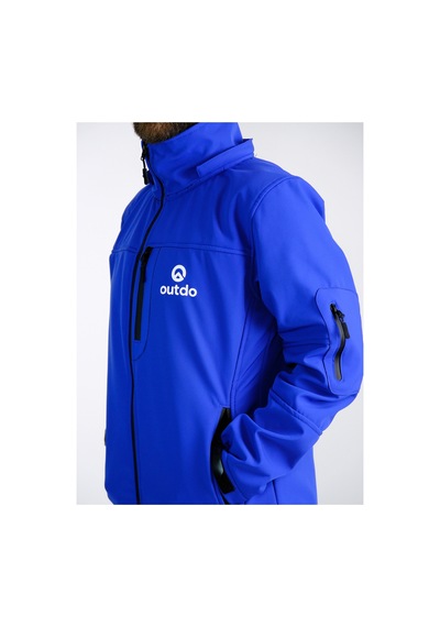 Outdo Premium Softshell Çıkarılabilir Kapüşonlu Mont Rüzgar Geçirmez Su İticidir Mavi Mavi