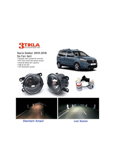 Dacia Dokker Beyaz Led Xenon Sis Farı Seti