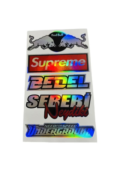 Hologramlı Karışık Motosiklet Sticker 14cm X 25cm