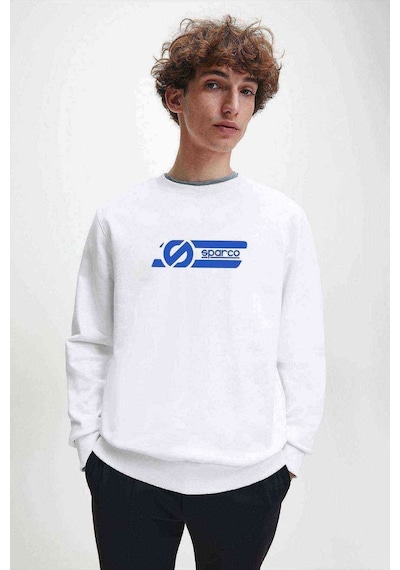 Ssparco Baskılı Beyaz Erkek Örme Sweatshirt