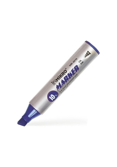 Mavi Permanent Markör Marker Kesik Uçlu Koli Kalemi Mavi 10 mm Mr-6010 12 Adet