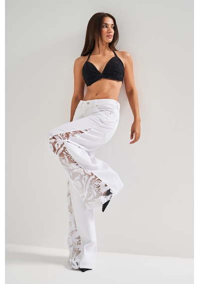 Itsbasic Kadın Beyaz Renk 5s5-2 Wide Leg Fit Tül Dantel Detaylı %100 Koton Tasarım Denim Jean Itsbasic Kadın Beyaz Renk 5s5-2 Wide Leg Fit Tül Dantel Detaylı %100 Koton Tasarım Denim Jean