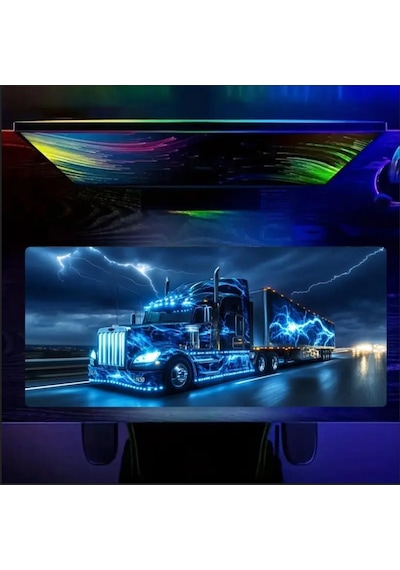 70x30 Cm Neon Tır Temalı Kaydırmaz Taban Speed Yüzey Oyuncu Mouse Pad Gaming