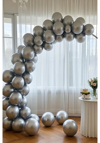 Beysüs Gümüş Krom Balon 7 Adet 12inç Gümüş