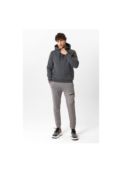 Backandbond Antrasit Regular Fit Pamuklu Kapüşonlu Sweatshirt