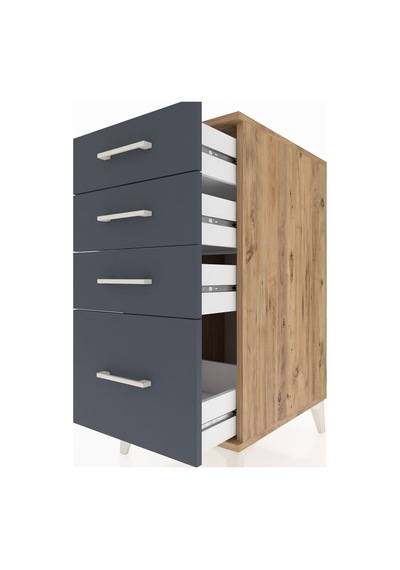 Kronos Komodin 4 Çekmeceli 44x59x96 Çam-antrasit Atlas Çam