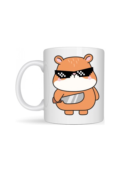Cool Hamster Tasarımlı Porselen Kupa Model 81 Eğlenceli, Karizmatik Ve Enerji Dolu Kahve Kupası Çok Renkli