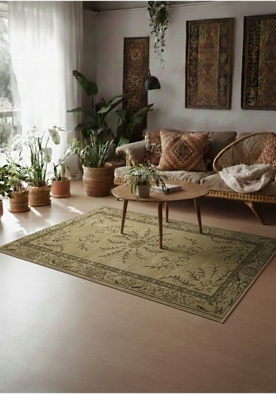Bohem Stil Vintage Halı Özel Tasarım Anadolu Koleksiyonu Doğal Halı Bej