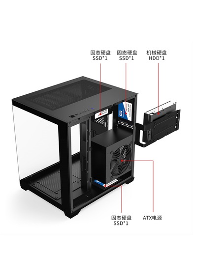 Atheron Eagle Panoramik Micro Atx Gaming Kasa 3x120mm Argb Fan 9 Port Pwm Argb Kontrolcü Temperli Cam Siyah