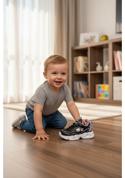 Enoch Hello Kitty Karakter Figürlü Ve Kanat Detaylı Kız Çocuk Spor Ayakkabı Siyah - Lila Enoch Hello Kitty Karakter Figürlü Ve Kanat Detaylı Kız Çocuk Spor Ayakkabı Siyah - Lila