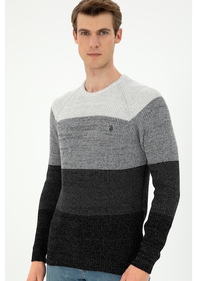 U.S. Polo Assn. Erkek Slim Fit Bisiklet Yaka Antrasit Melanj Kazak 50293017-VR081