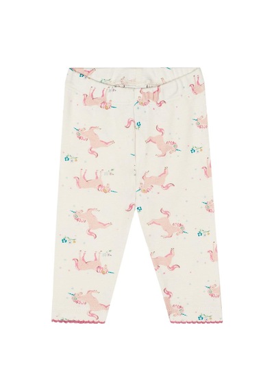 Antebies Organik Gots Sertifikalı Unicorn Masalı Desenli, Omuzdan Çıtçıtlı, Uzun Kollu Bebek Tişörtü, Bel Lastikli Tayt Takımı Pembe