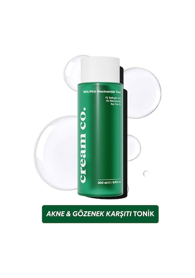 Cream Co. Akne & Siyah Nokta Karşıtı Arındırıcı Nazik Tonik BHA/PHA Niacinamide Toner 150 ML