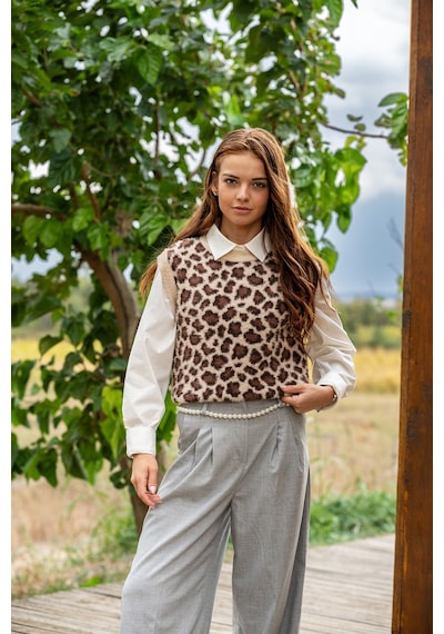 Verdeblanco Leopar Desenli Süveter Leopar Çok Renkli