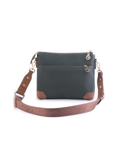 Nas Bag Kadın Postacı Çapraz Çanta Yeşil Taba Karaca En 25 Cm Boy 22 Cm Yeşil - Taba