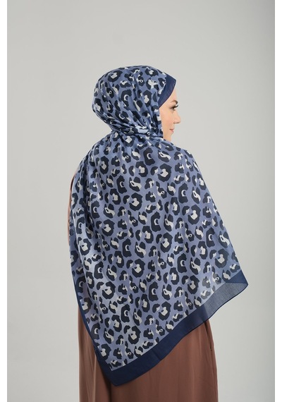 Giverny Lila Desenli Şal Kesik Elyaf Pamuksu Leopar Dijital Baskılı 202125 28 Lila