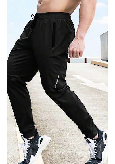 Ghassy Co. Erkek Run Ultra Hafif Egzersiz Aktif Joggers Spor Dar Paça Eşofman Altı 001 Siyah