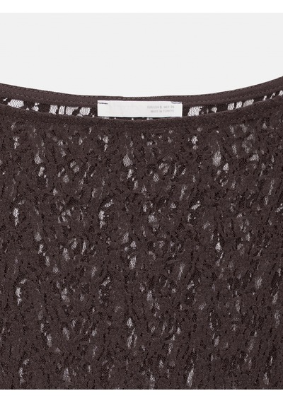 Dilvin 32763 Kayık Yaka Dantel Top-koyu Kahve