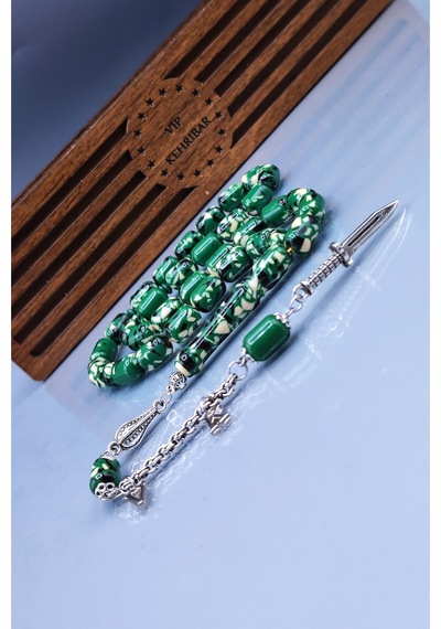 İsme Özel 8 x 12 MM Kapsül Kesim Komando Tesbihi - Kişiselleştirilebilir Toz Kehribar Tespih