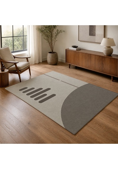 Kartela Halı Aralık Minimal Modern Halı Açık Gri Kaymaz Taban Makinede Yıkanabilir 60x90 Cm