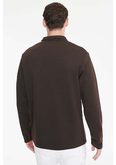 Ac&Co / Altınyıldız Classics Erkek Kahverengı Pamuklu Standart Fit Normal Kesim Polo Yaka Sweatshirt Kahverengi