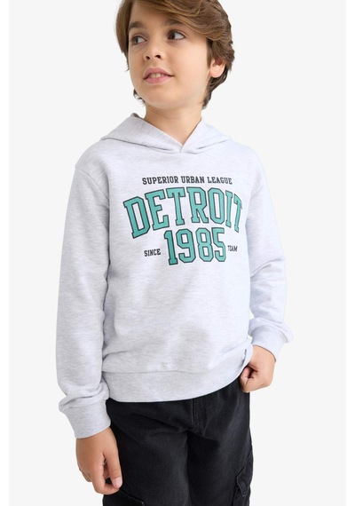 Defacto Kapüşonlu Baskılı Gri Erkek Çocuk Sweatshirt F2846a8/gr400 Gri