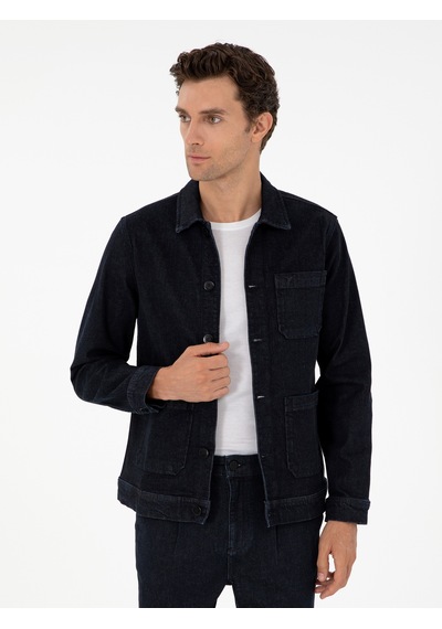 Cacharel Koyu Lacivert Regular Fit Jean Ceket
